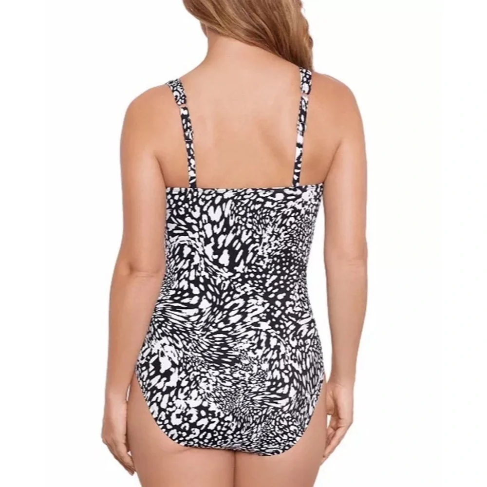 Swim Solutions New! Printed Ruched-Front One Piece Swimsuit Size 12 - Picture 9 of 10